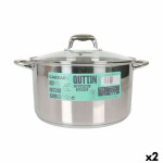 Olla con Tapa de Cristal Quttin Caesar Acero ø 30 x 17,5 cm (2 Unidades)