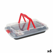 Molde Desmontable Quttin Acero al carbono Negro Transparente 36 x 23 x 4,5 cm (6 Unidades)