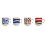 Taza Mug Home ESPRIT Azul Rojo Porcelana Boho 380 ml (4 Unidades)
