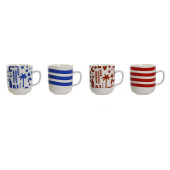 Taza Mug Home ESPRIT Azul Rojo Porcelana Boho 380 ml (4 Unidades)