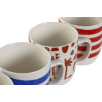 Taza Mug Home ESPRIT Azul Rojo Porcelana Boho 380 ml (4 Unidades)