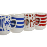 Taza Mug Home ESPRIT Azul Rojo Porcelana Boho 380 ml (4 Unidades)