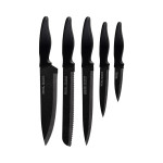 Cubertería Smile SNS-4 Negro Gris Madera Acero Inoxidable 5 Piezas