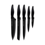 Cubertería Smile SNS-4 Negro Gris Madera Acero Inoxidable 5 Piezas