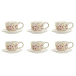 Juego de Tazas de Café Home ESPRIT Amarillo Blanco Rosa Lila Metal Dolomita 180 ml