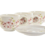 Juego de Tazas de Café Home ESPRIT Amarillo Blanco Rosa Lila Metal Dolomita 180 ml