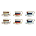 Juego de Tazas de Café Home ESPRIT Amarillo Azul Verde Lila Metal Dolomita 180 ml