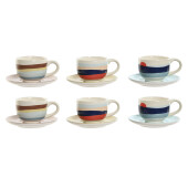 Juego de Tazas de Café Home ESPRIT Amarillo Azul Verde Lila Metal Dolomita 180 ml