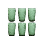 Set de Vasos Home ESPRIT Verde Cristal Con relieve 370 ml (6 Unidades)