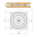 Plato Giratoria Albora Cuadrado 330X330 Negro (Soporta 300Kgs. Aprox.)
