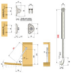 Compact Pistón Descendente Para Puerta De Madera. Con Soportes. Largo 244 M