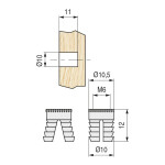 Tuerca Nylon Expansible En Tiras M6 D10-12 Tiras De 12Pzs. Para Taladro De 10Mm.- (100 uds.)