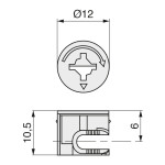 Excentrica Mi-Fix D12-11 Espesor 12 I6 Zincado (100 uds.)