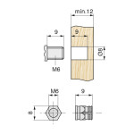 Tuerca Expansible Laton M6-9 Sin Pastilla  Para Taladro De 8Mm. (100 uds.)