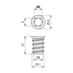 Tuerca Embutir C/Allen M6-13 Ø10 Zamak (100 uds.)