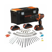 Taladro Percusion B&D 3X18V-Li 120Acc Caja Organizador + 120 Accesorios