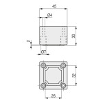 Pata Plástico Uria 45X45 H30 Ral9006
