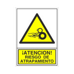 Señal 398 Adhesiva 105X74 "R.atrapam." ­Peligro! Riesgo De Atrapamiento (Mano)