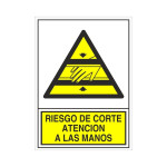 Señal 396 Adhesiva 105X74"R.corte Manos" Riesgo De Corte Atencion A Las Manos