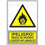 Señal 346 Plast.295X210"Pl.liqu.inflam" Peligro! Riesgo Incendio Liq.inflamable