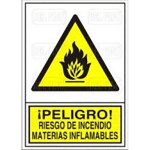 Señal 347 Plast.295X210"Pl.inc.mat.infl" Peligro! Riesgo Incendio Mat.inflamables