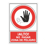 Señal 418 Plástico 490X345 ¡Alto! No Pasar Zona De Peligro