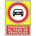 Señal 497 Plast.420X297 "Pr.paso Vehic." Prohibido El Paso De Vehiculos