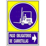 Señal 659 Plast.295X210"P.obl.carret"Dch Paso Obligatorio De Carretillas Derecha