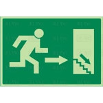 Señal 963 Plast.297X210"S.emerg.dch"Lum. (Pictograma)Salida Dcha.escalera.abajo.