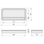 Pasacable Con Tapa Amortiguador Simple Plata Con Amortiguacion. Medidas 300X120X25Mm.