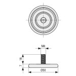Pie Nivelador Toni Ø50 M8X18 Negro