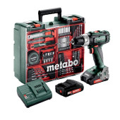 Taladro Percusion Metabo Sb 18 L 2X2Ah 18V Con Escobillas + 78 Accesorios