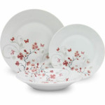Vajilla de Porcelana Blanco Mariposas 18 Piezas