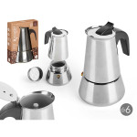 Cafetera Italiana Kinvara S12AA-6T Negro Plateado Acero 6 Tazas