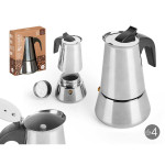 Cafetera Italiana Kinvara S12AA-4T Negro Plateado Acero 4 Tazas