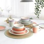 Plato de Postre Quid Kaleido Verde Morado Cerámica 19 cm (12 Unidades)