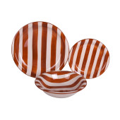 Vajilla Home ESPRIT Amarillo Azul Rojo Gres Rayas Mediterráneo 27,5 x 27,5 x 2,8 cm 18 Piezas