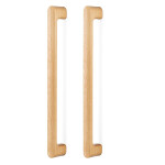 Juego De 2 Manillones De Viefe. Modelo Luv W Doble. Distancia Agujeros C384. Largo 418,5 Mm. En Madera Y Color Roble