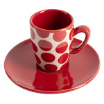 Juego de Café Benetton Rojo Gres Topos 4 Piezas