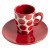 Juego de Café Benetton Rojo Gres Topos 4 Piezas