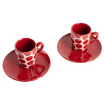 Juego de Café Benetton Rojo Gres Topos 4 Piezas