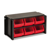 Clasificador Apilable Estante. Plástico Rígido. Negro Y Rojo. 360 X 170 X 190 Mm - Tayg