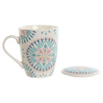 Taza con Filtro para Infusiones Home ESPRIT Azul Blanco Turquesa Mediterráneo 340 ml (2 Unidades)