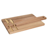 Tabla para cortar queso Home ESPRIT Acero Inoxidable Acacia 38 x 20 x 1,5 cm (3 Piezas)