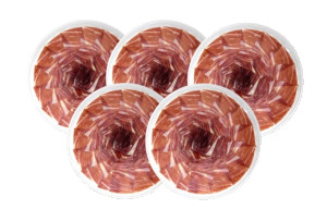 Imagen de Lote De Cinco Platos De Jamón De Cebo Corte Imitación Cuchillo