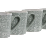 Juego de 4 Tazas Mug Home ESPRIT Verde Gres 360 ml 9,5 x 13 x 9,2 cm Mandala
