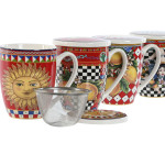 Taza para Infusión Home ESPRIT Amarillo Rojo Moderno Limón 380 ml (4 Unidades)
