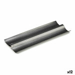 Molde para Baguettes Kinvara CK62863-21 Gris oscuro Metal Acero al carbono 16 x 2,5 x 38 cm Pan (12 Unidades)