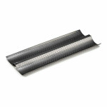 Molde para Baguettes Kinvara CK62863-21 Gris oscuro Metal Acero al carbono 16 x 2,5 x 38 cm Pan (12 Unidades)