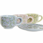 Juego de Café DKD Home Decor Azul Verde Rosa Metal Dolomita 180 ml Floral